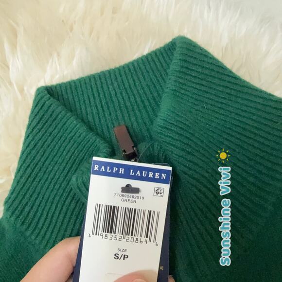 NEW POLO Ralph Lauren Wool Alpaca Pullover Zip Neck Sweater Green Men's small - Picture 8 of 11